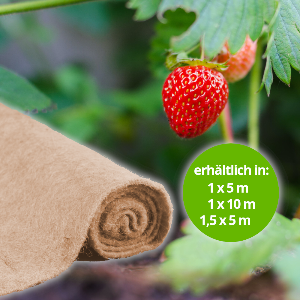 Erdbeervlies aus Jute, Mulchvlies für Erdbeerpflanzen, 1m x 5m