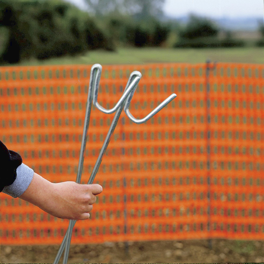 MEDIUM Absperrzaun orange, 1 x 25m plus 10 Premium Stahlstangen