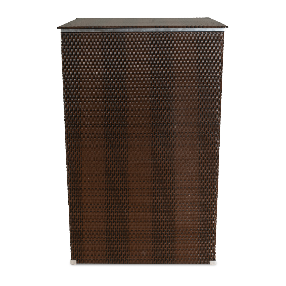 Rattan Mülltonnenbox, Mülltonnenverkleidung, 117x82,5x82,5cm, braun-dunkelbraun