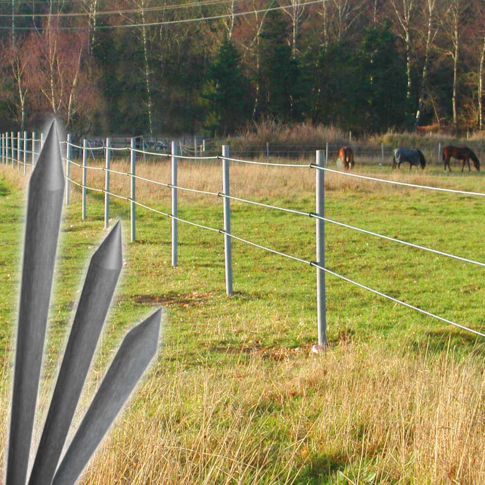 Rundpfosten mit Spitze Ø 6cm, 150cm, grau