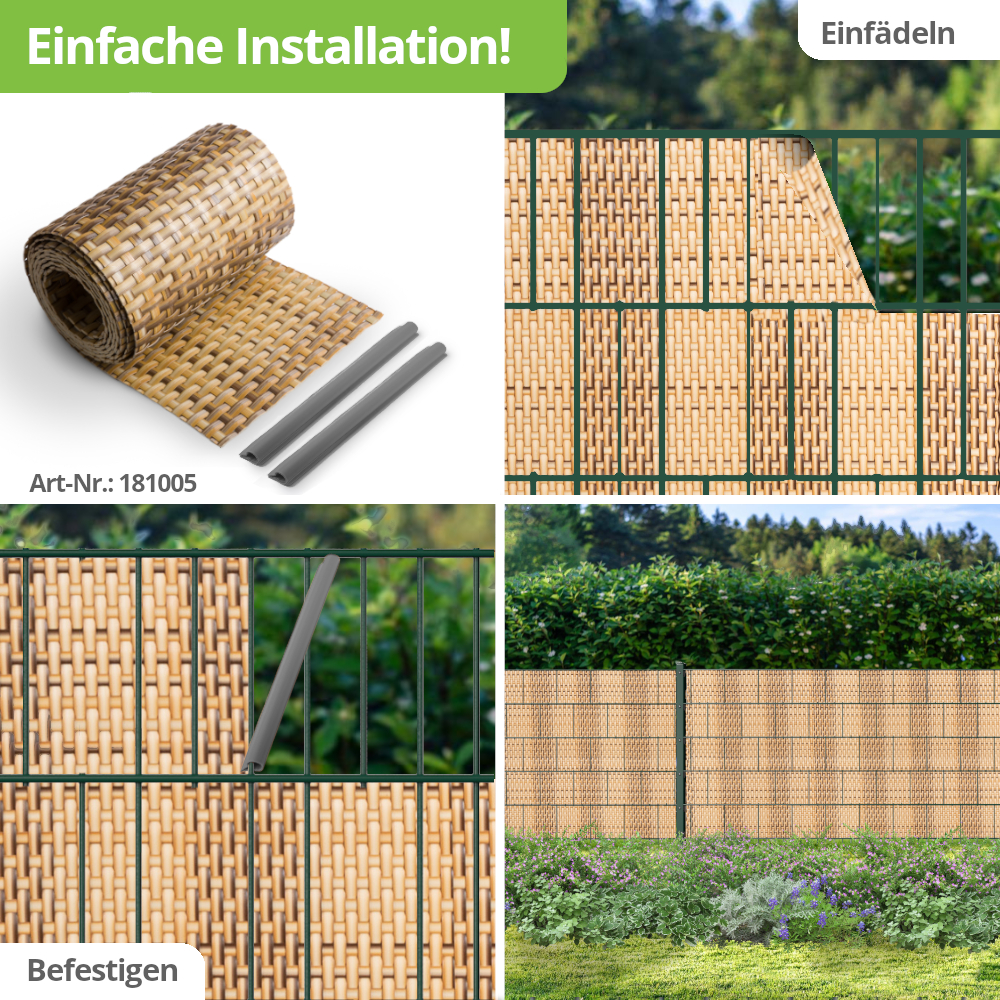 Befestigungsclips für Sichtschutzstreifen, Klemmschienen für Stabmattenzaun, 19cm