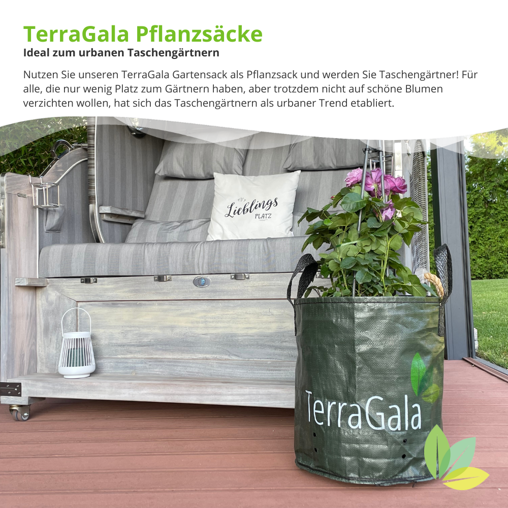 TerraGala Pflanzsack, Gartensack, Laubsack, 15l, Ø30cm, Höhe: 30cm