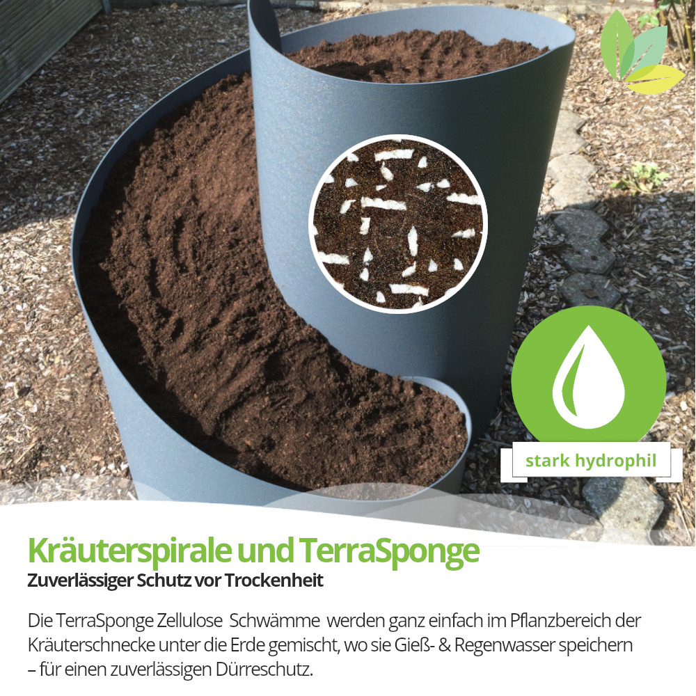 Kräuterspirale 35cm x Ø 50cm plus 5 Liter TerraSponge Wasserspeichervlies