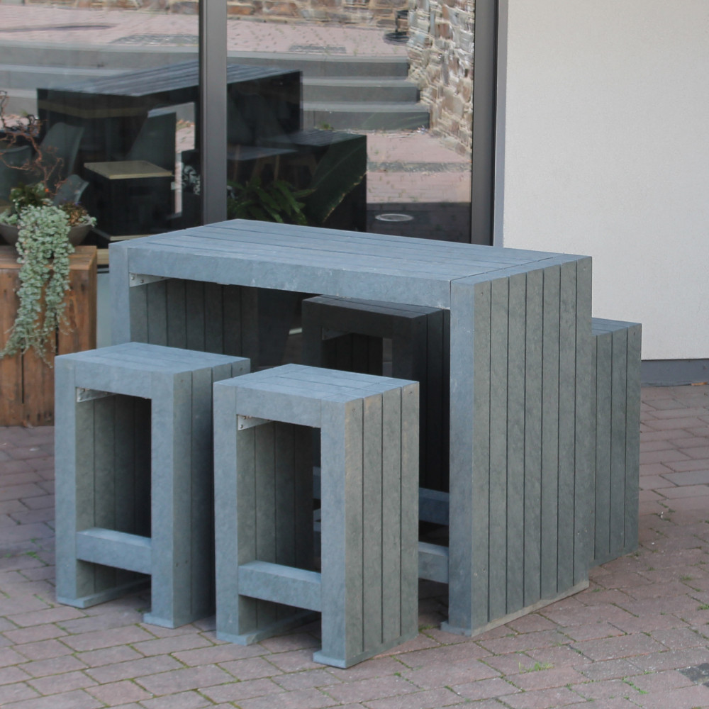 Outdoor Bar CALERO aus hanit®, graue Betonoptik, 5-teilig