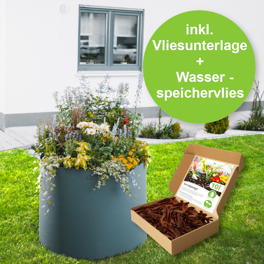 Rundes Hochbeet, 80cm, Ø 100cm plus 10 Liter Wasserspeichervlies