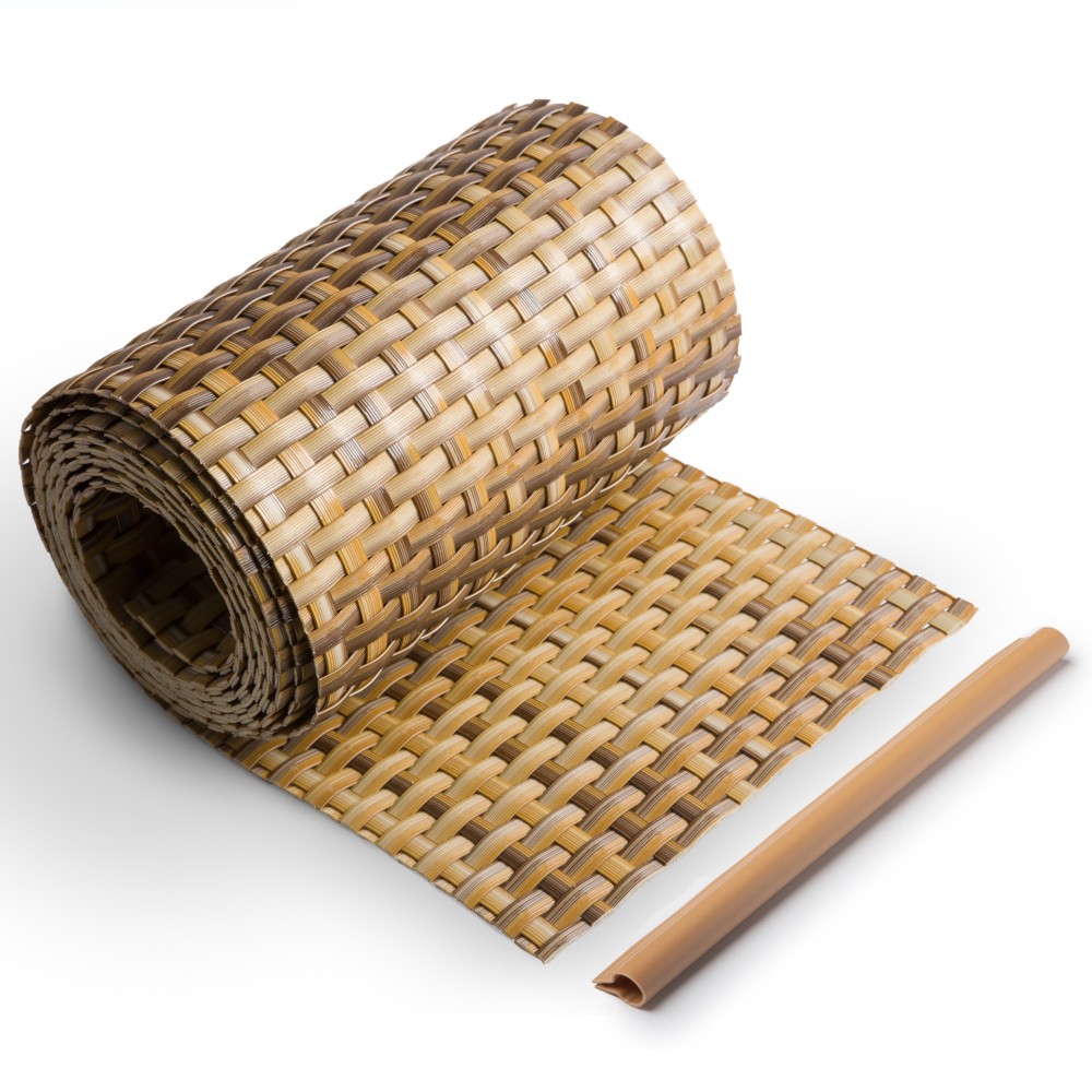 Rattan Sichtschutz-Streifen 255cm x 19cm, inklusive Clips, braun