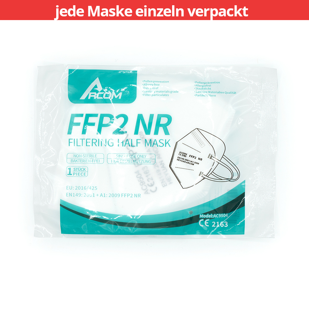 FFP2 Atemschutzmasken - Mund- und Nasenschutz Halbmaske, 5-lagig, CE zertifiziert