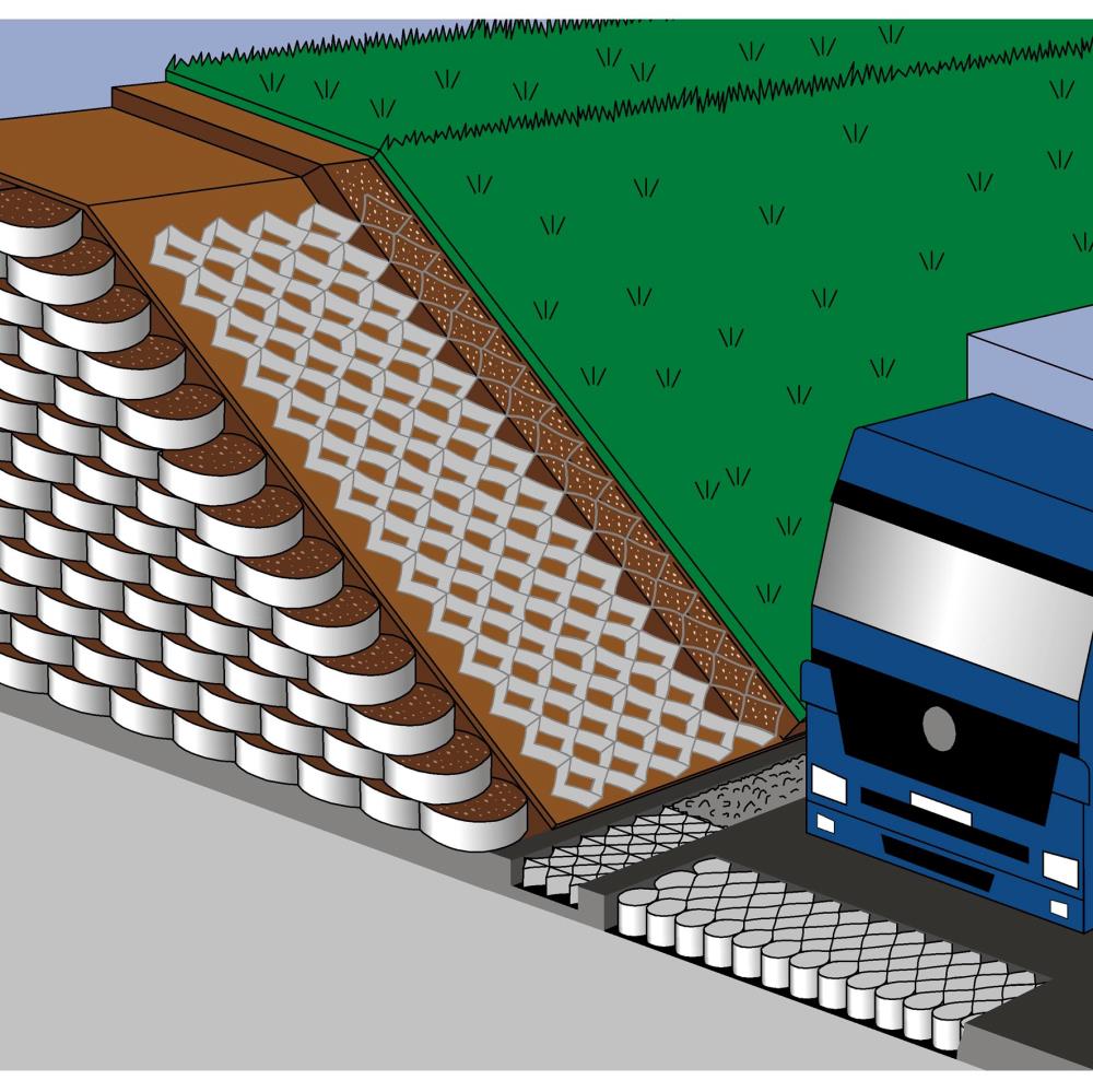 TERRAM Geozelle 25/10 (5 x 7m): Erosionsschutz für Böschungen bis 33° Hangneigung