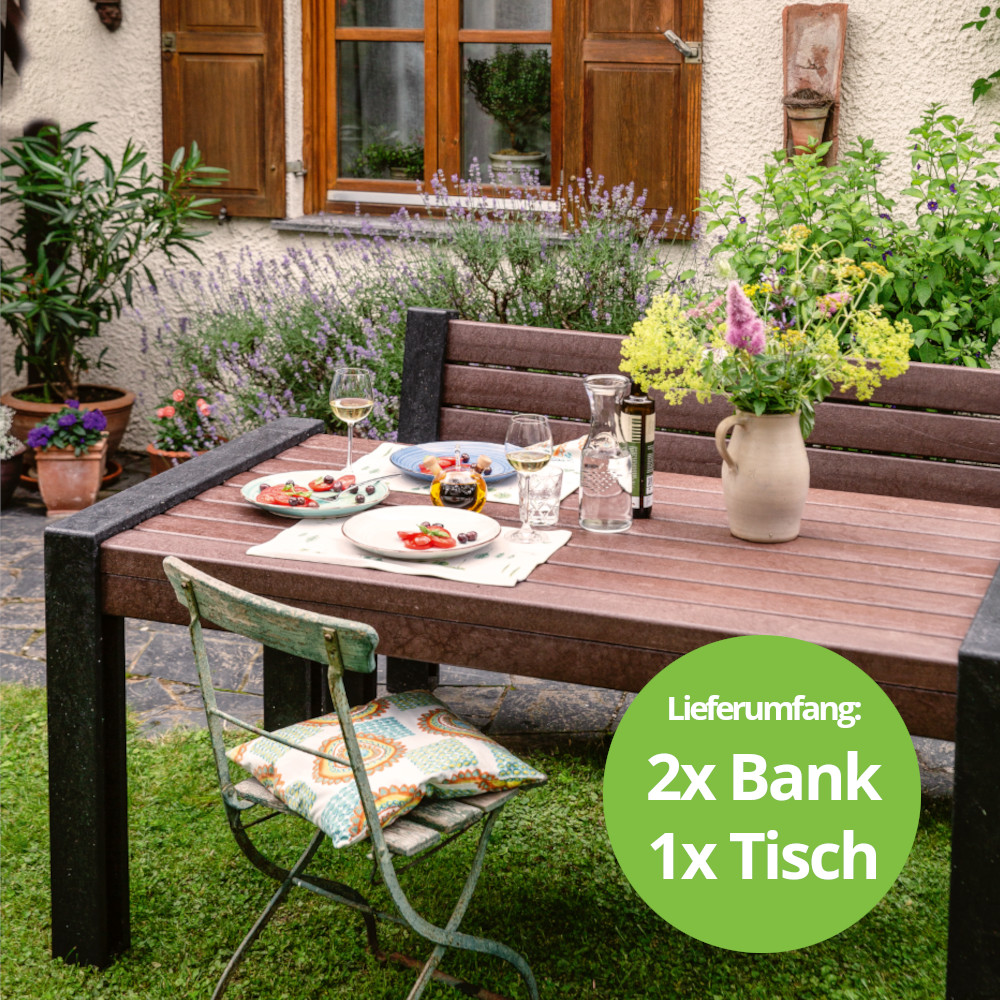 hanit® Sitzgruppe HYDE PARK mit Lehne, wetterfest; schwarz-braun