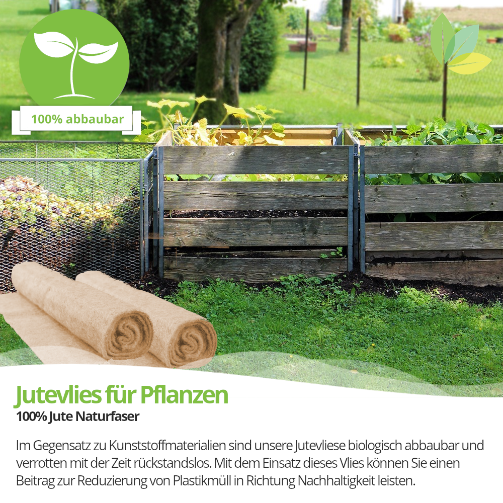 Wintervlies, Frostschutzvlies aus Jute, 1m x 5m, 300g/m²