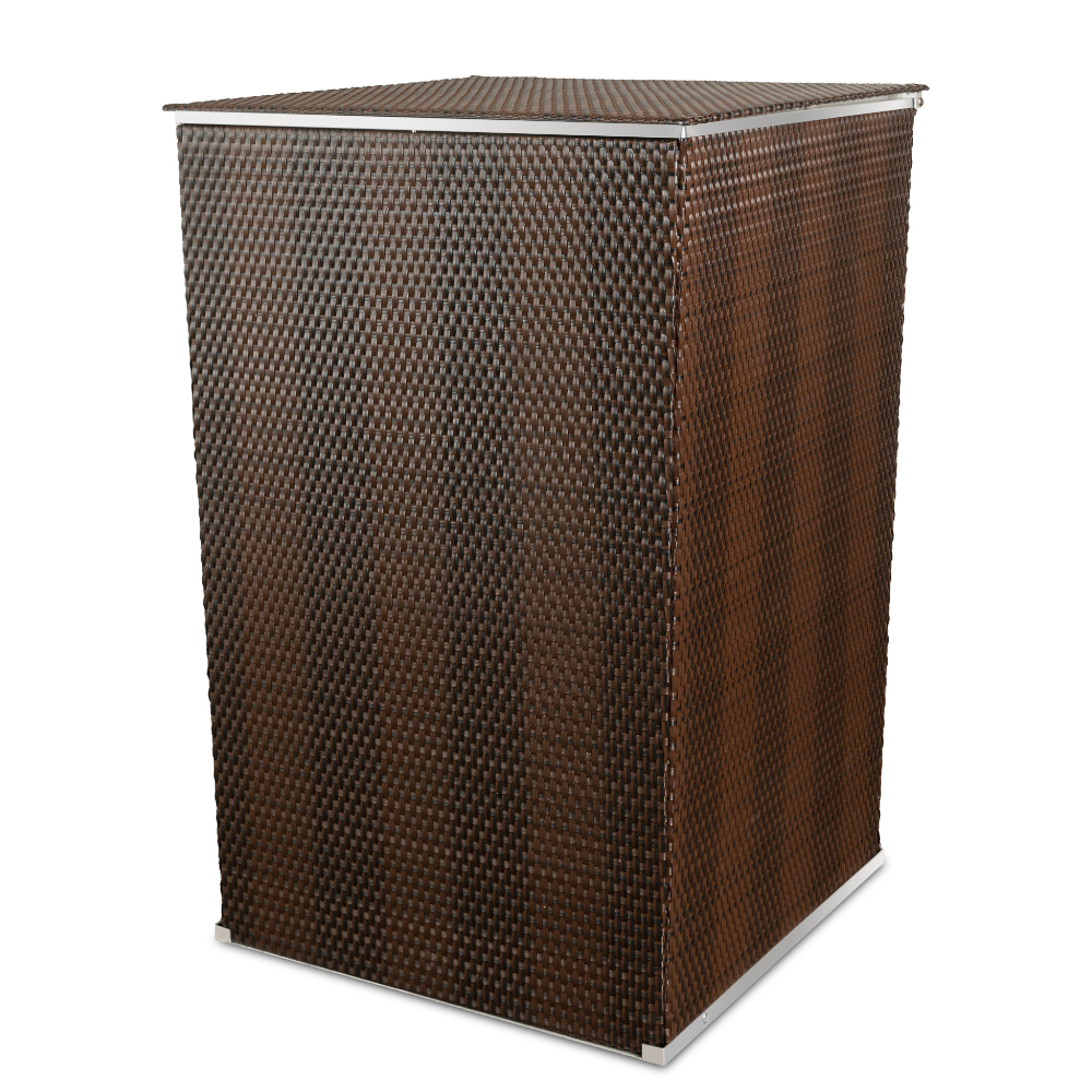 Rattan Mülltonnenbox, Mülltonnenverkleidung, 117x82,5x82,5cm, braun-dunkelbraun