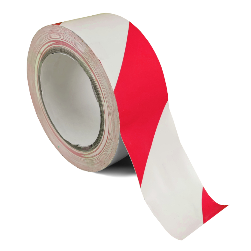 Selbstklebende Bodenmarkierung, PVC Markierungsband rot/weiß, 50mm breit, 33m Länge