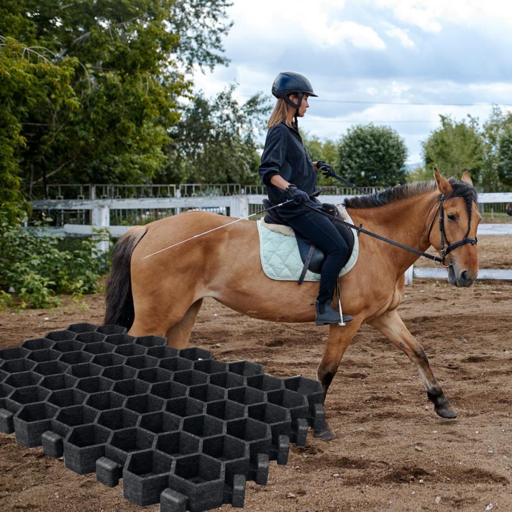 Paddockplatten aus hanit®, hochstabile Pferde Paddock Befestigung, schwarz