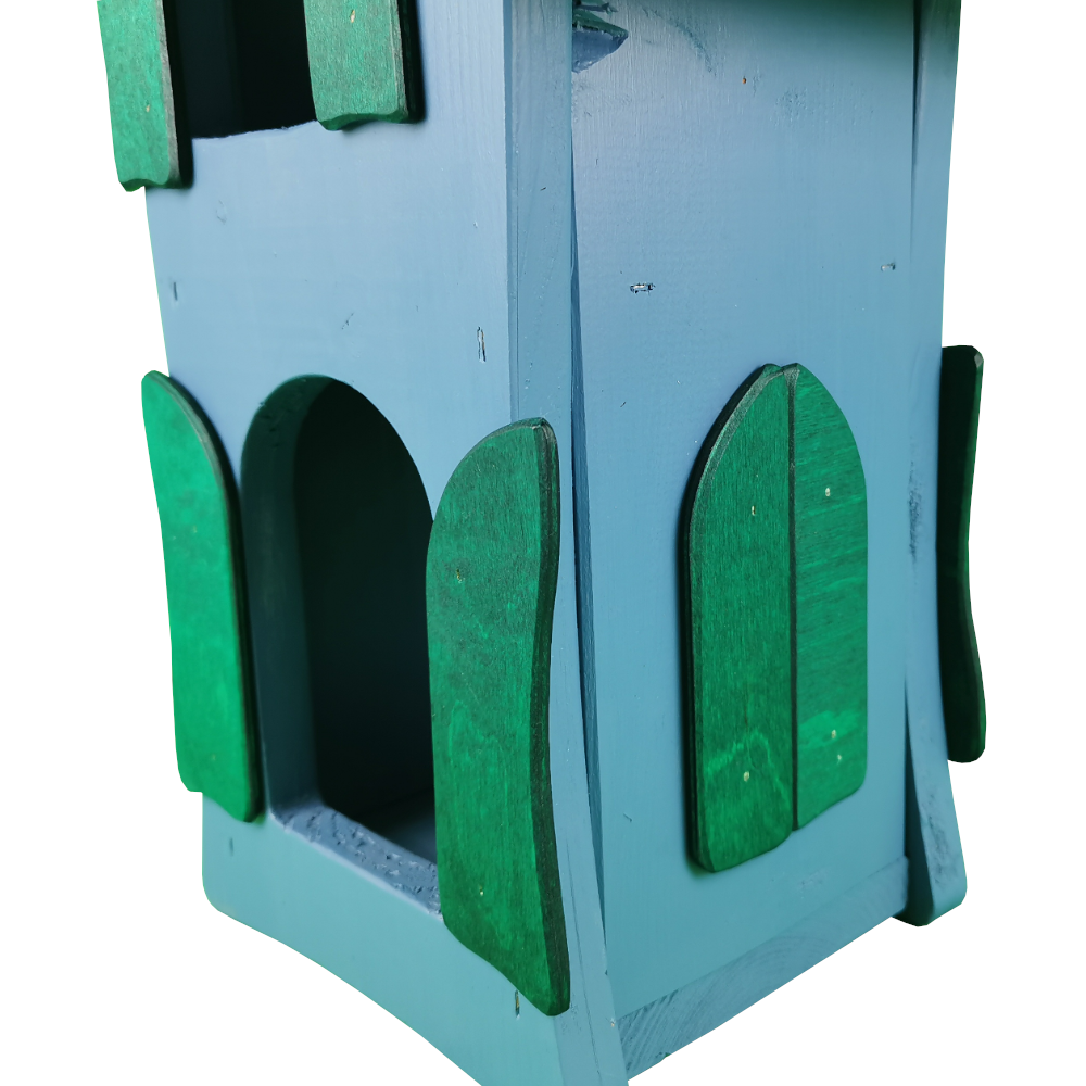 Großes Vogelhaus aus Holz, handgefertigt aus WfbM-Produktion, 25 x 19 x 41cm, blau