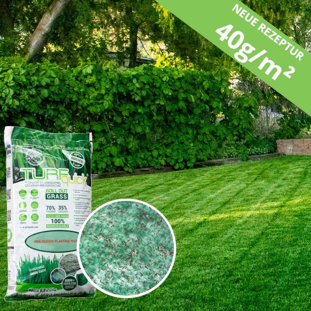 TURFquick Masterline Premium 10m² - Rasenvlies mit Samen und Dünger, 0,80 x 12,5m