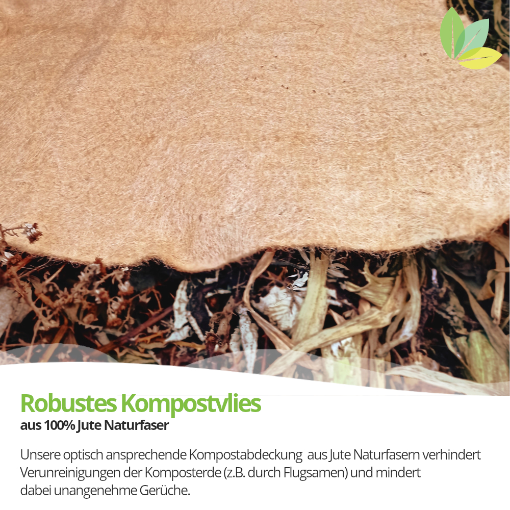 Kompostvlies aus 100% Jute Naturfaser, 1m x 1m, 3er Pack