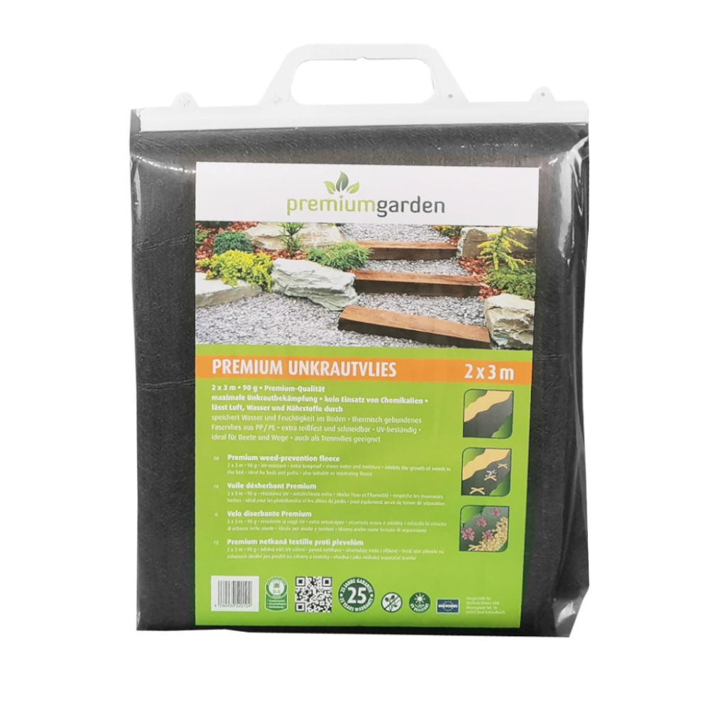 premiumgarden Unkrautvlies im Beutel, Gartenvlies zur wirksamen Unkrautbekämpfung, 90g/m², grau