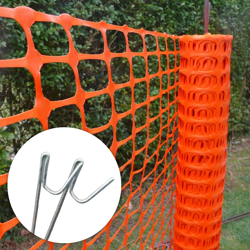 MEDIUM Absperrzaun orange, 1 x 25m plus 10 Premium Stahlstangen