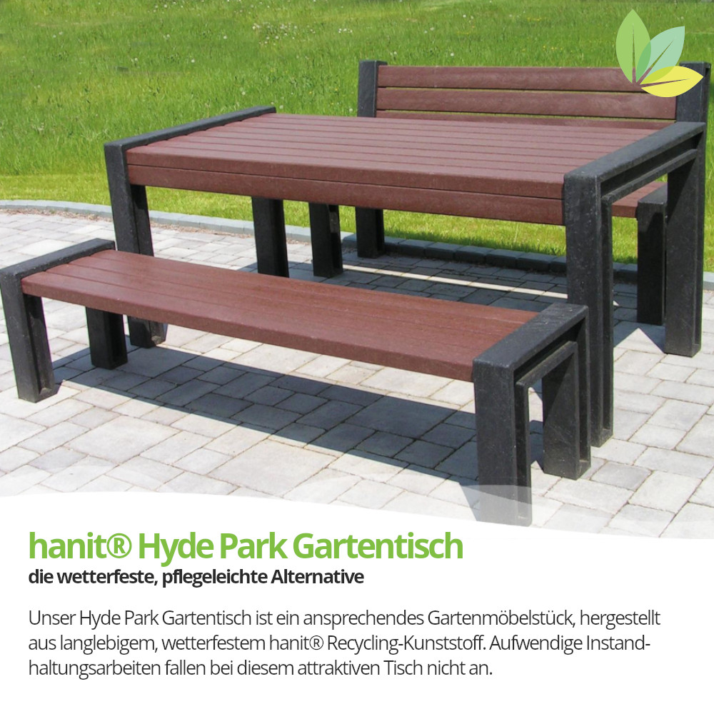 hanit® Gartentisch HYDE PARK, wetterfest; 165cm; schwarz-braun