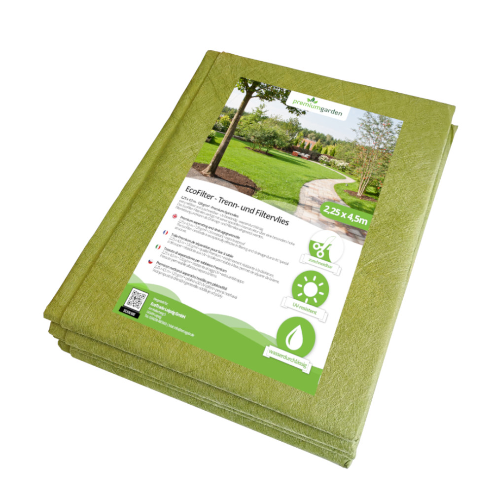 premiumgarden EcoFilter, Grünes Gartenvlies aus Recycling-Material, 120g/m²